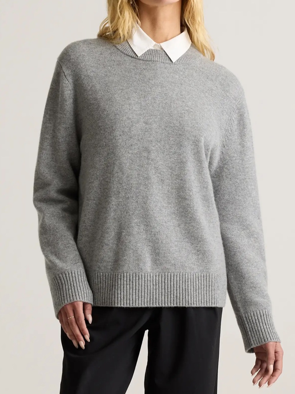 Quince Mongolian Cashmere OverSized Crewneck Sweater Heather Grey Luxury X-Small